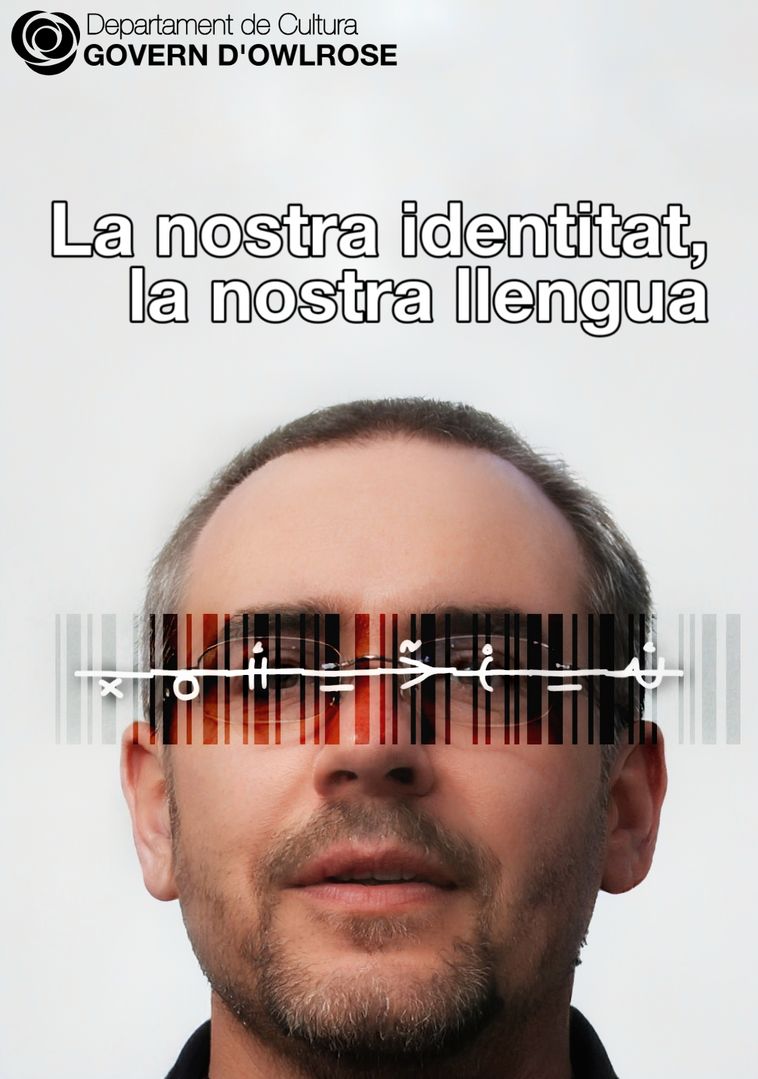 A propaganda poster for a Discord server promoting its own conlang (translation in comments)