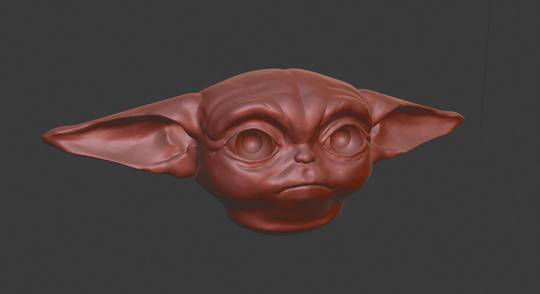 A quick sculpt of baby Yoda in blender