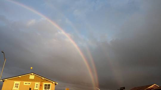 A rare double twin rainbow in Newark, CA