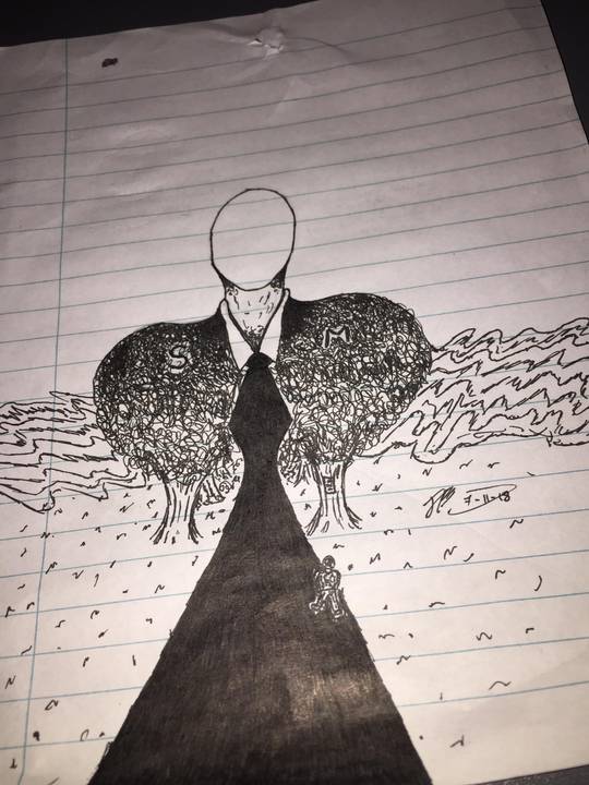 A slenderman pen drawing I done a while back