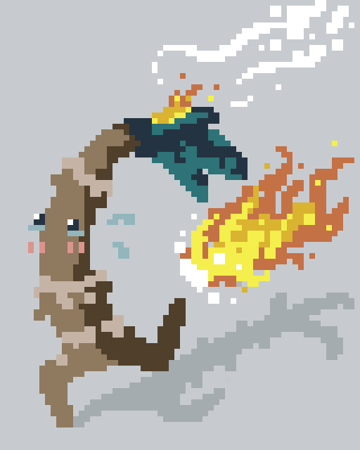 a sugarcane sprite being turned into caramel for today's pixel daily