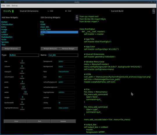 A Tkinter Widget Templater/GUI Builder for Python (Linux/Mac)