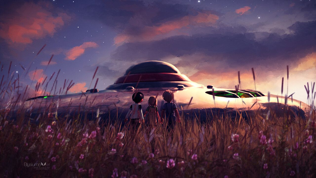 A UFO in the Meadow by Gene Raz von Edler