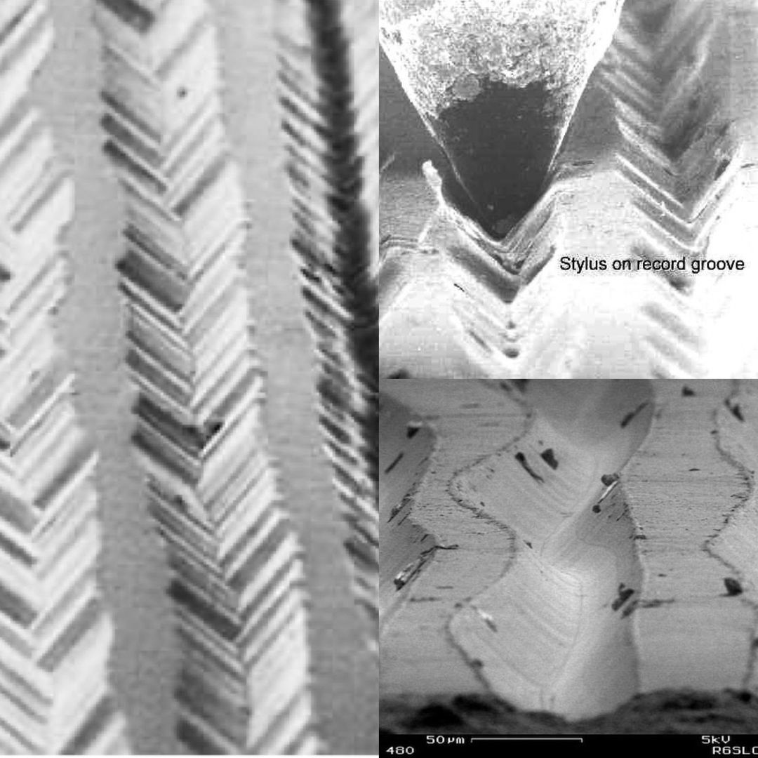 A vinyl record under an electron microscope
