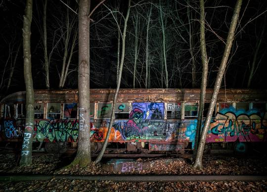 Abandoned train car at the “Trolly Graveyard”