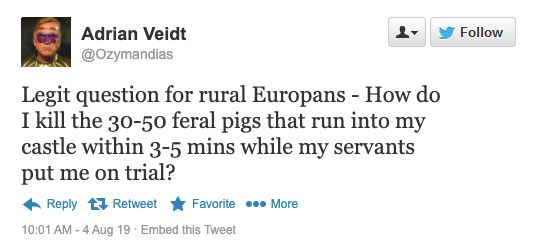 Adrian Veidt's tweet during his trial [TV spoilers]