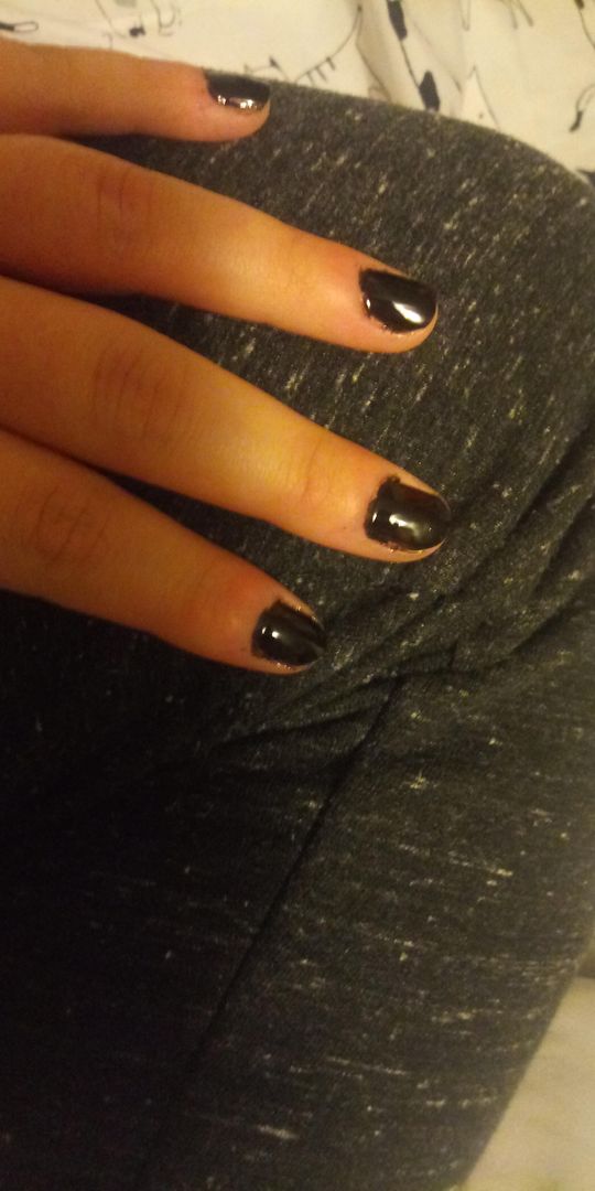 After years of anxiety induced nail biting and a profound shake I was able to grow them out and painted them for the first time. A little messy but I hope to get better! 😊