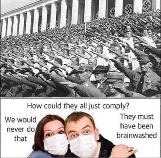 Ah yes. Comparing people who wear a mask to legit Nazis...
