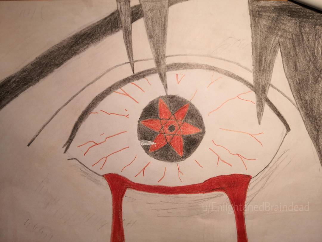 AMATERASU!!! I am not so good at drawing, but I tried making Sasuke's Amaterasu Mangekyou Sharingan with wooden crayons.