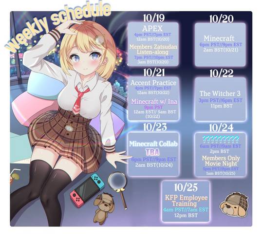 Ame's Weekly Schedule