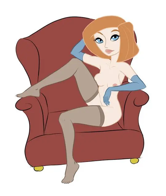 Ann Possible fan art featuring a busty redhead in lingerie, a lab coat, and naked poses.