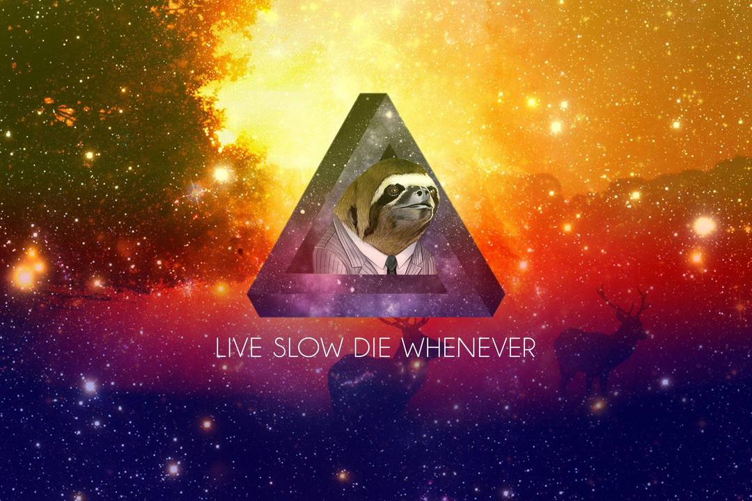 Another sloth wallpaper, "Live Slow Die Whenever"