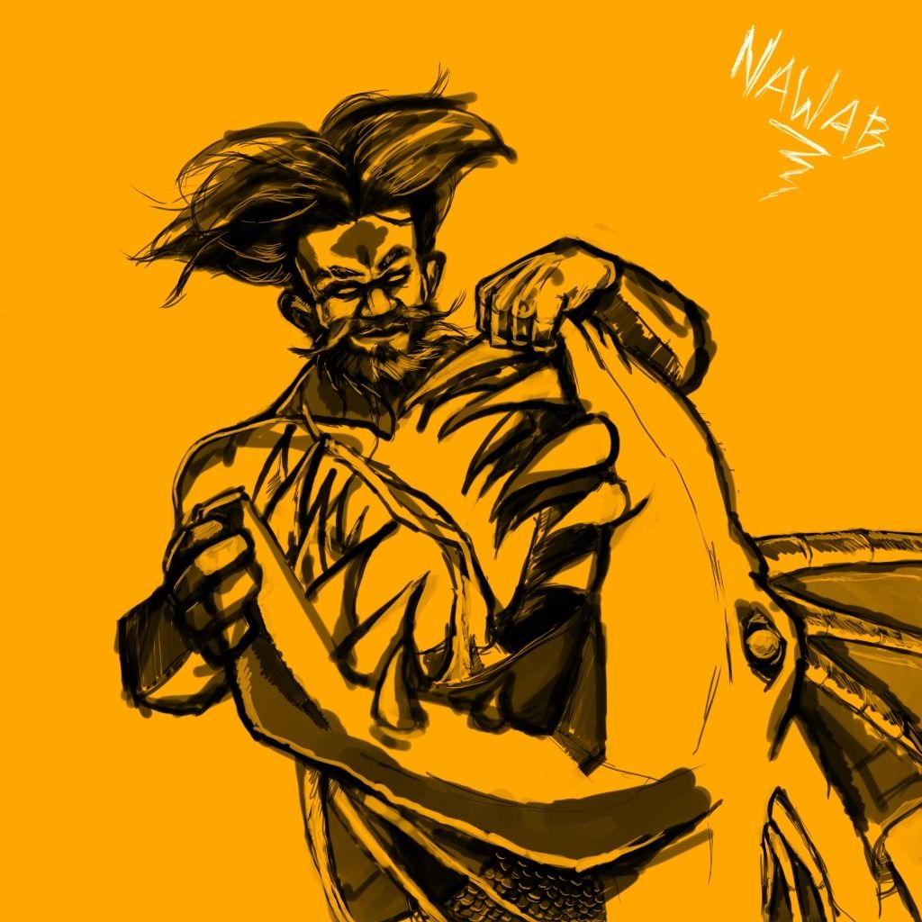 Aquaman Vs a Sea Monster- by me (NawabArtBoi on Instagram)