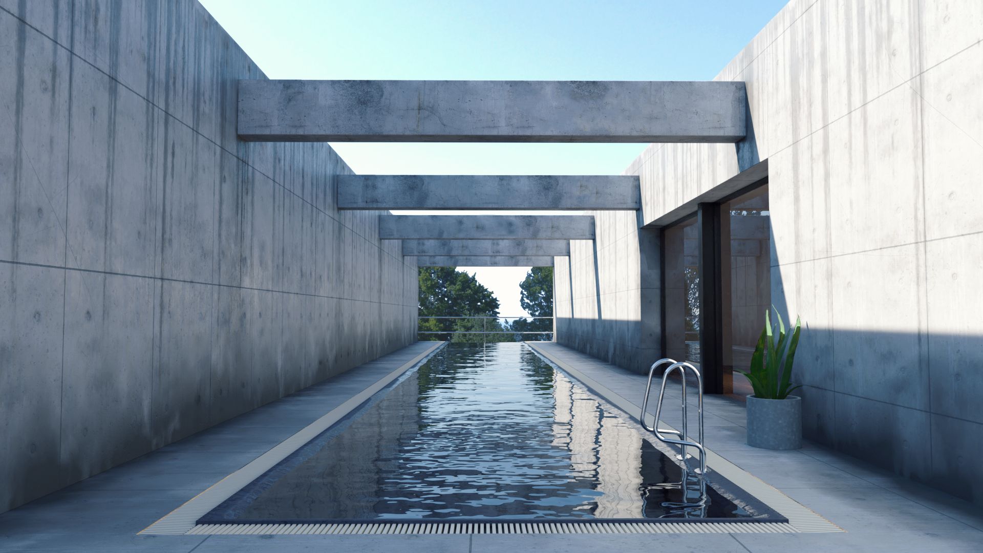 Architectural render that I made, inspired by Tadao Ando [Practice]