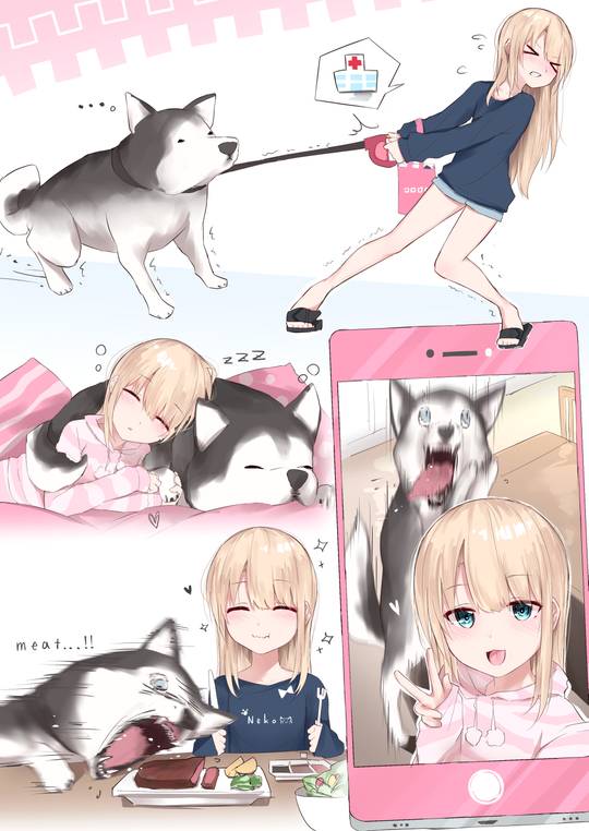 [Art] girl and husky (Kusozako Kyuketsuki-chan)