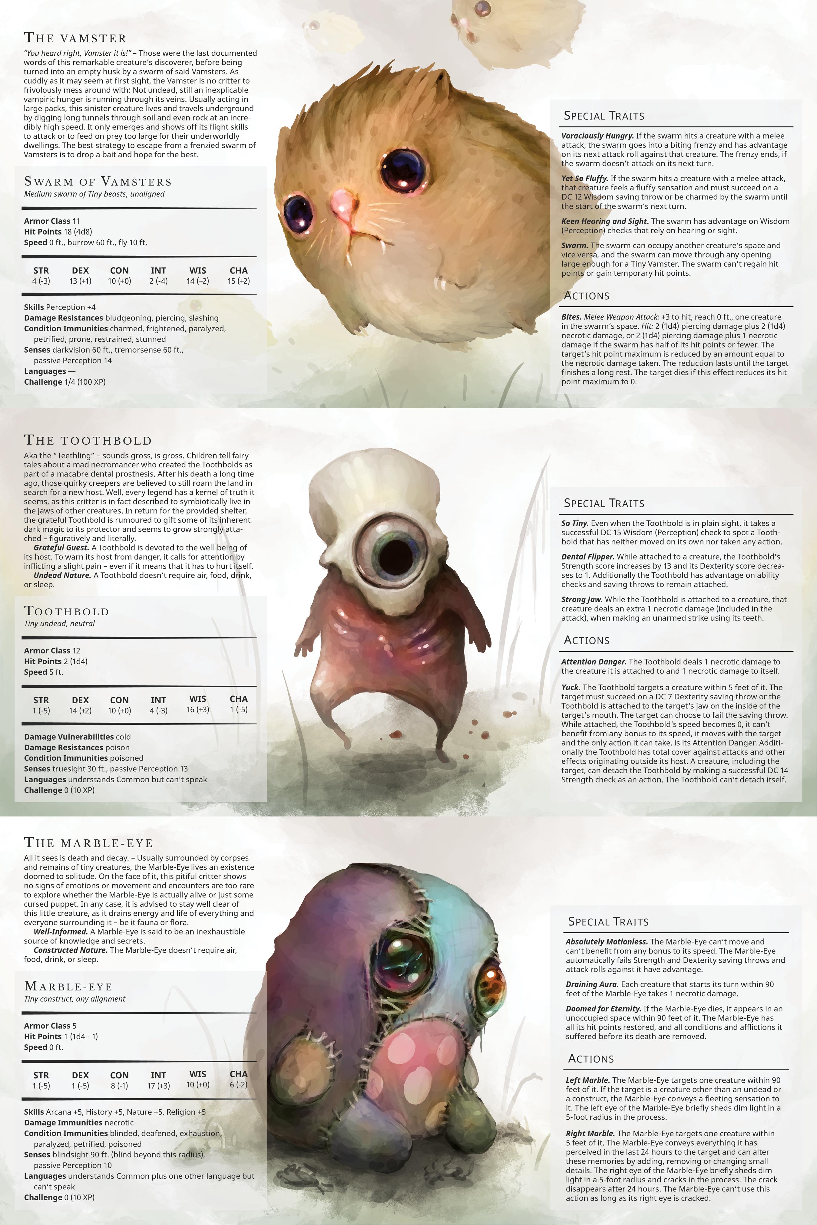 [Art][OC] I made a bunch of tiny creatures and would love to hear your ...