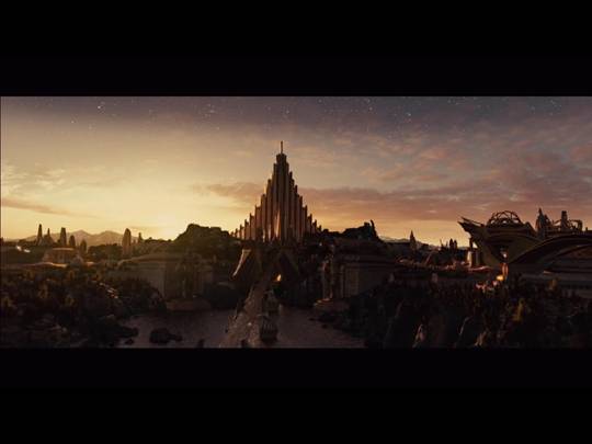 Asgard in the second Thor movie (Thor: The Dark World).