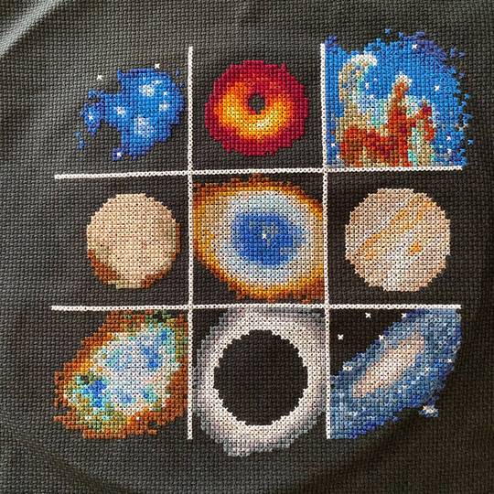 Astronomer here! I cross stitched “the wonders of space!”
