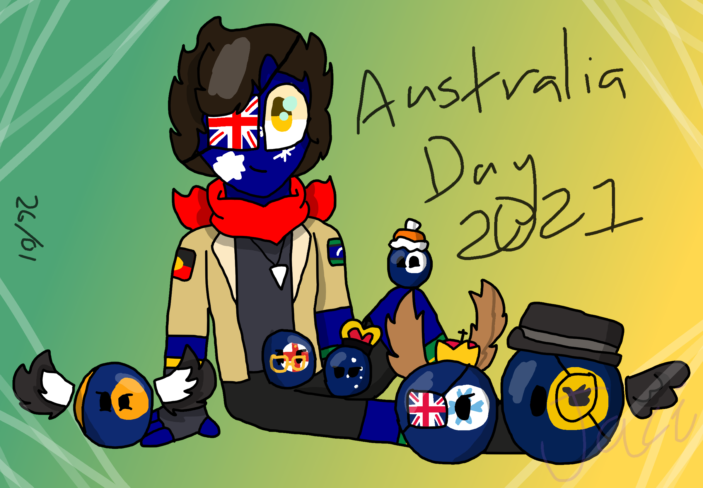 Stateballs Comic Australia Day drawing w/Stateballs | Scrolller