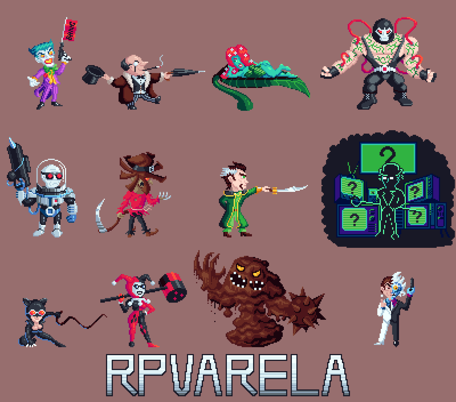 Batman supervillains pixelart fanart