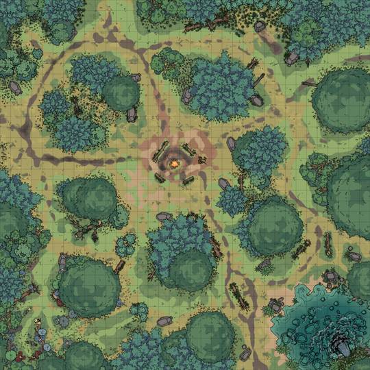 [Battlemap][Campfire][Forest][Wilderness] Simple Forest Campfire [35x35] [2450x2450]