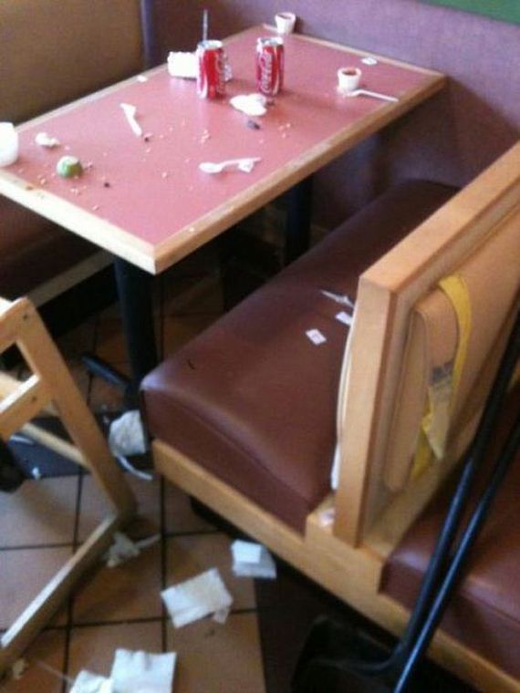 'Because it's the job of min wage workers to clean up after me'