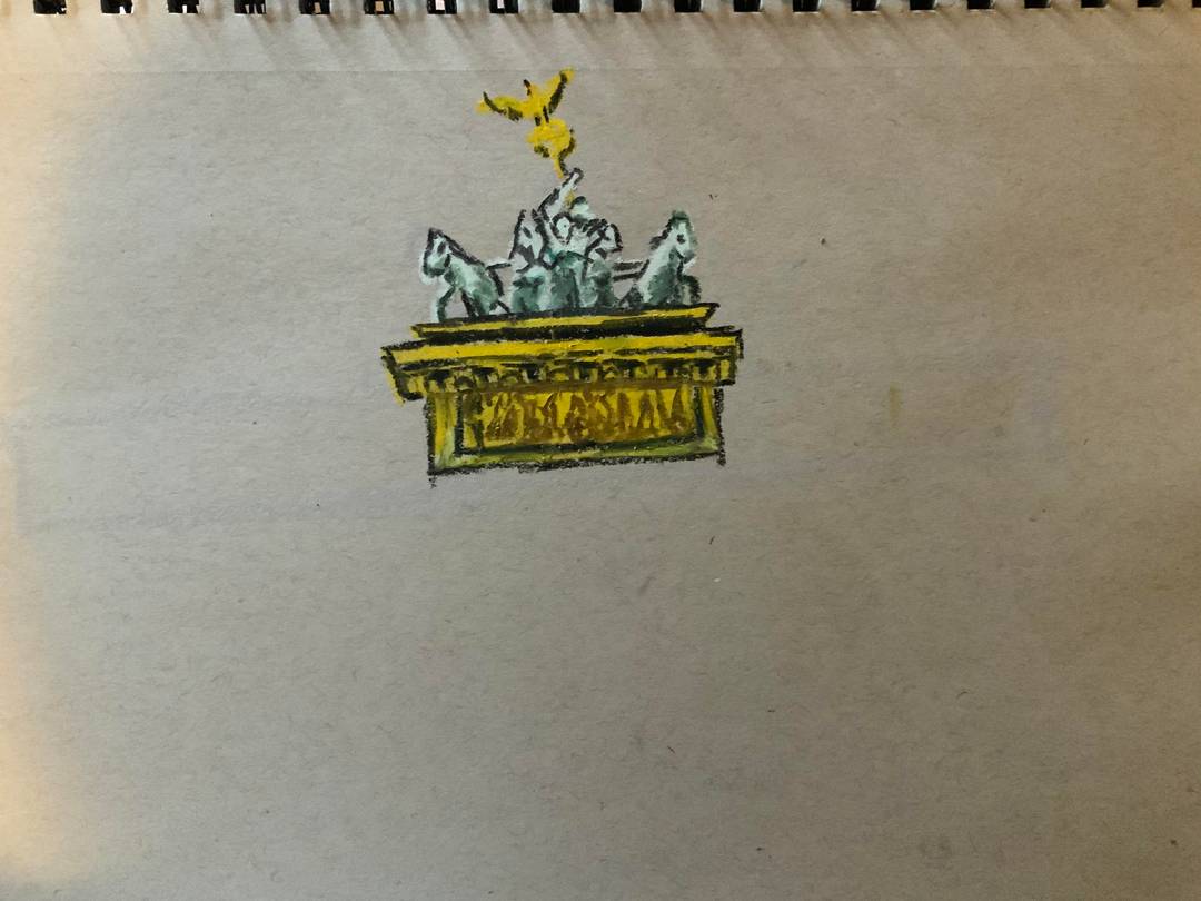 Beginning to draw the Brandenburg gate staring from top to bottom