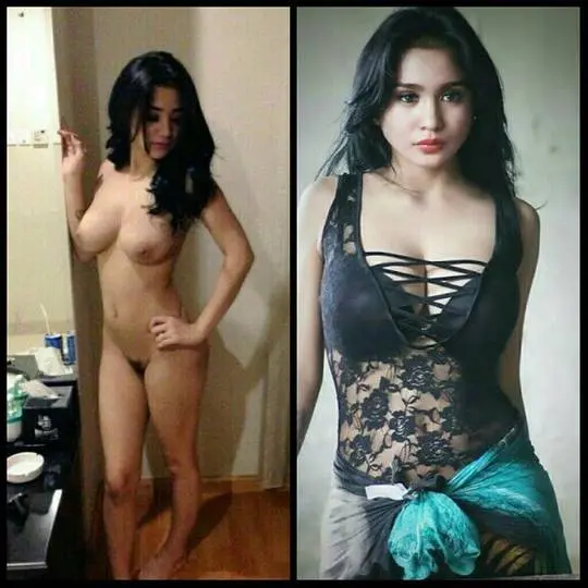 Bibie Julius, a slim Indonesian woman with a tattoo on her arm, shown both naked and wearing a black lace top.