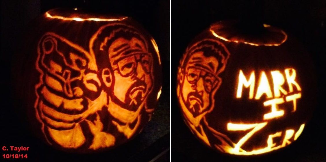 Big Lebowski Pumpkin Carving, Mark It Zero! No pre-print pattern