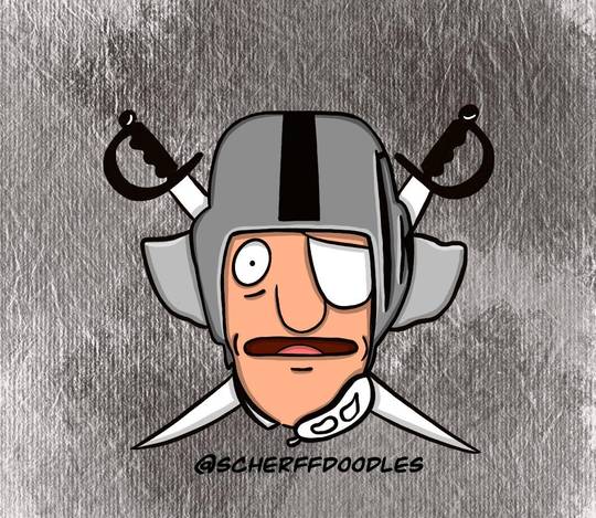 Bob’s Burgers Mr. Fischoeder as the Raiders logo.