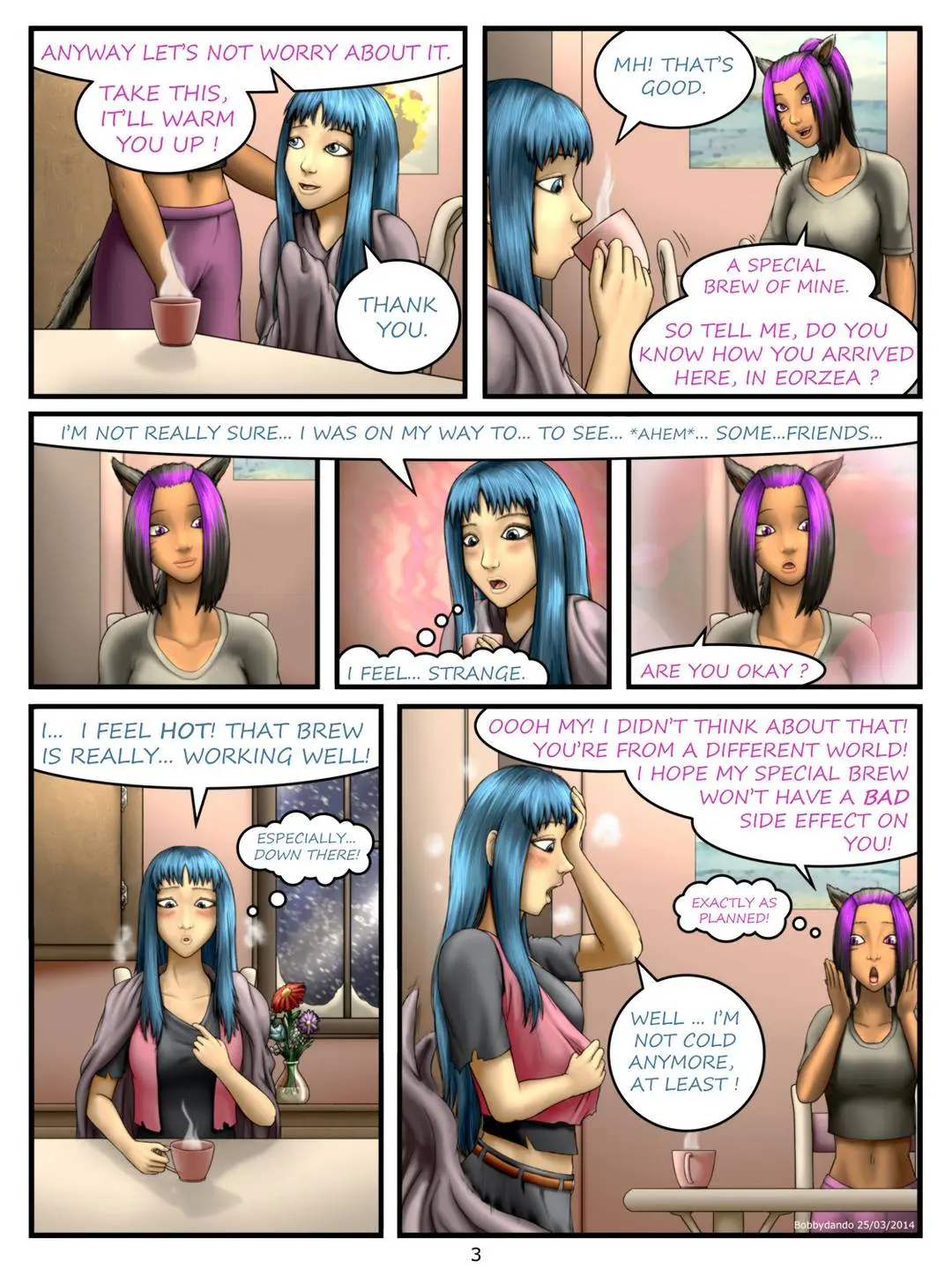 Bobbydando art of a blue-haired woman and a purple-haired monster girl in a femdom Pokemon doujinshi.