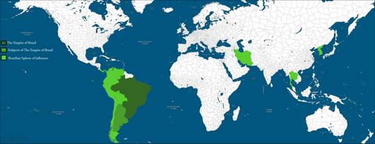 Brazilian international influence as of 1st of May, 1889 (HFM)
