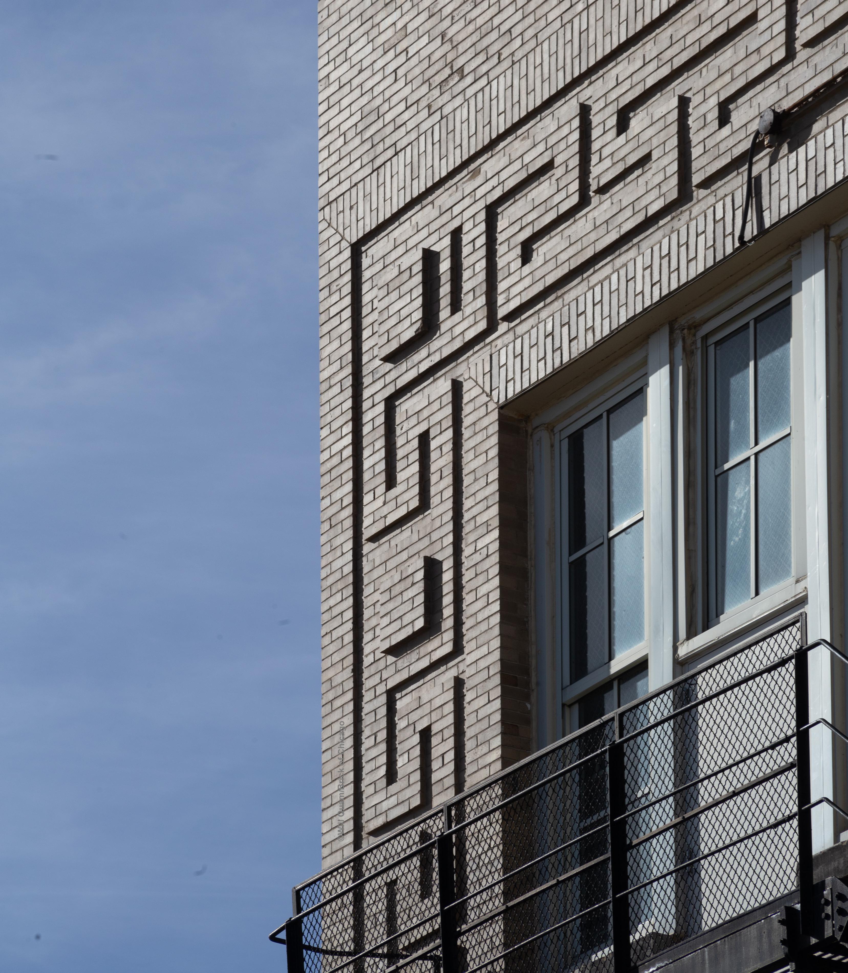 [building] Greek key brick detailing on Herzl Elementary School ...