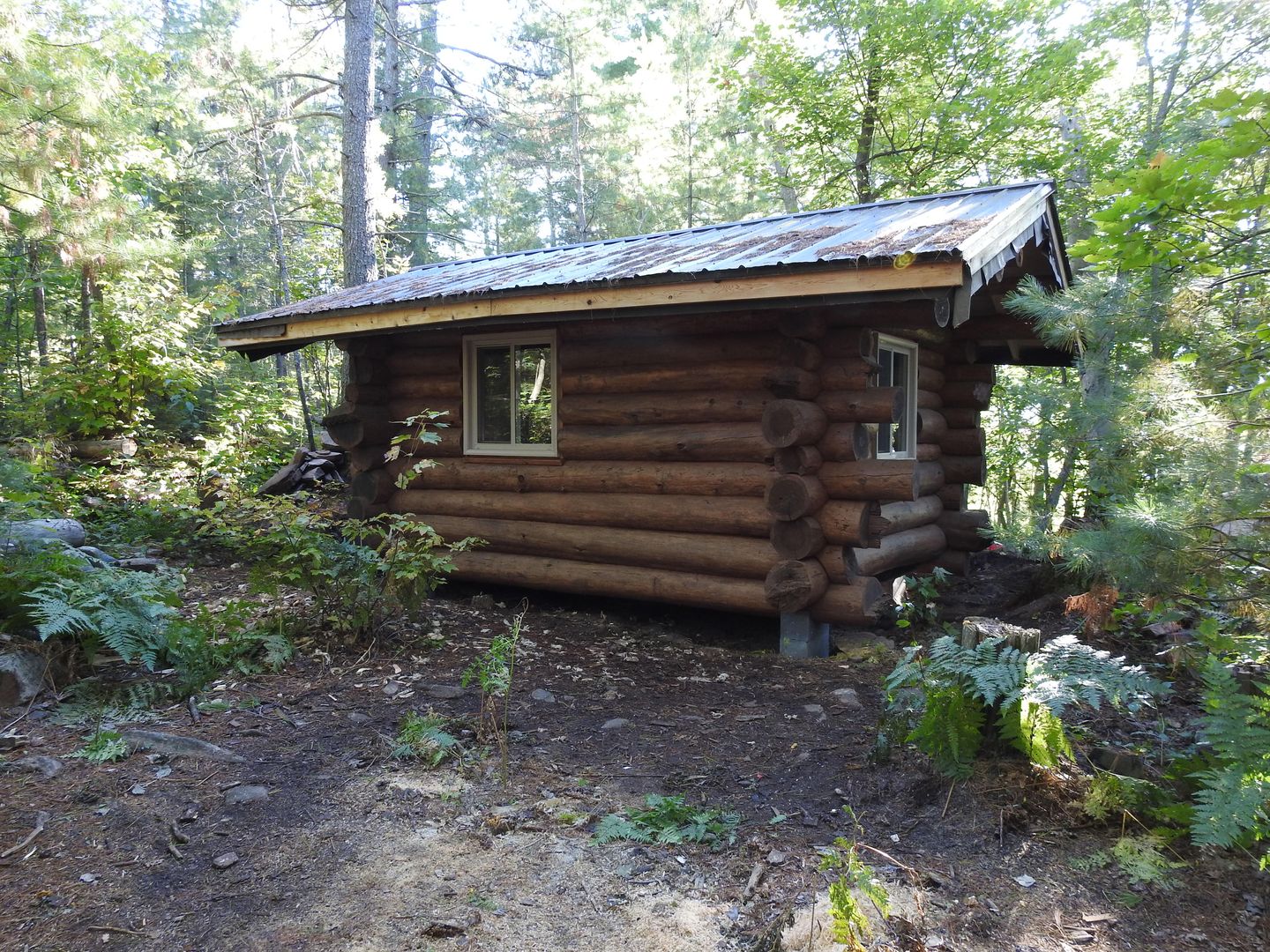 Cabin built with hand tools with logs from the site. Northern Ontario, Canada