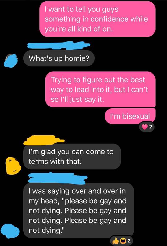 Came out and my friends reactions were very “on Brand”