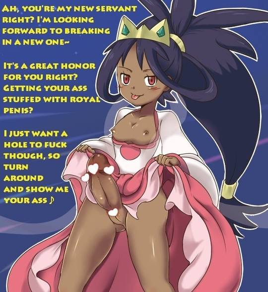 Futanari and femdom anime panels with busty women, a male slut, and explicit captions