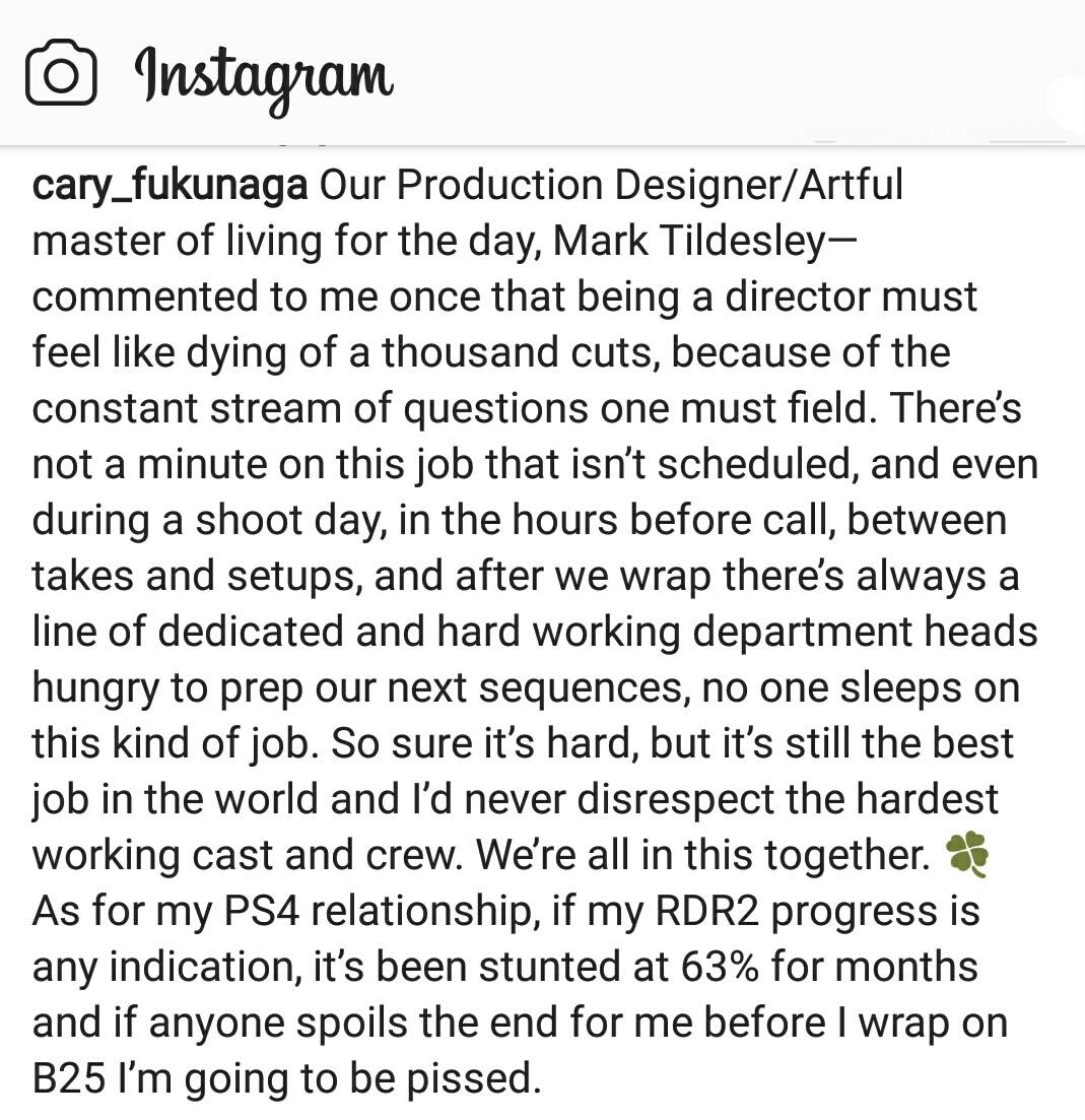 Cary Fukunaga Bond 25 Director Posted This Statement On Instagram Few Cary Fukunaga Bond 25 Director Posted This Statement On Instagram Few