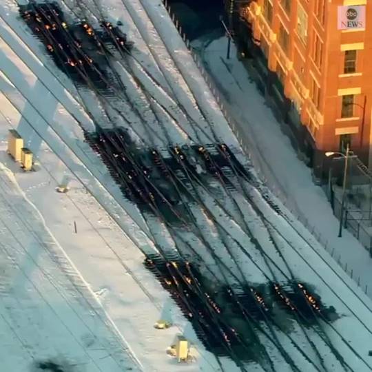 Chicago Is So Cold That the Railroad Tracks Need to Be on Fire to Keep the Trains Moving