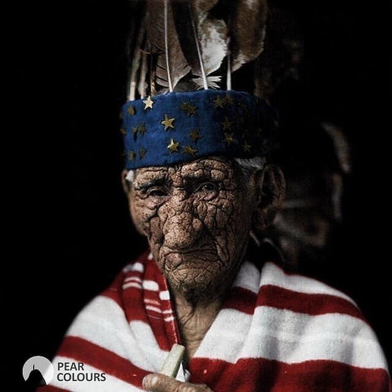 Chief John Smith a.k.a. White Wolf, reportedly the oldest Native American to ever live photographed in 1920. He claimed to be 137 years old