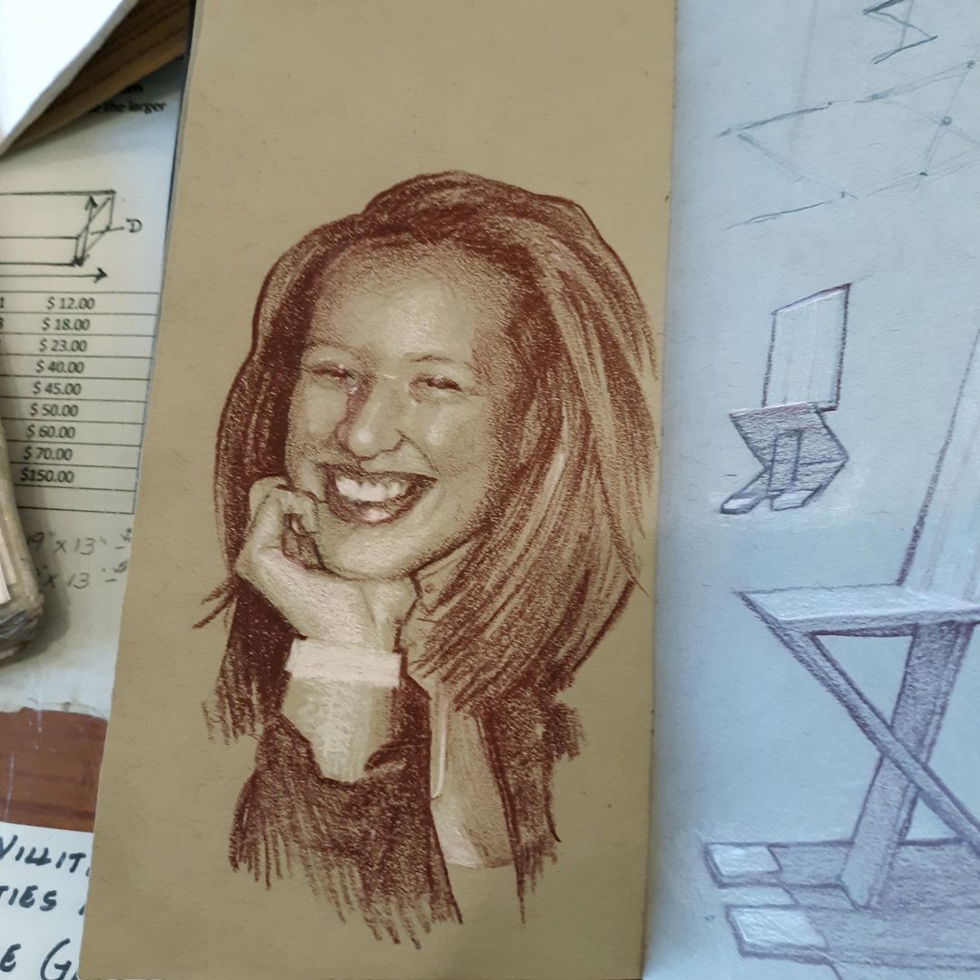 color pencil on toned paper