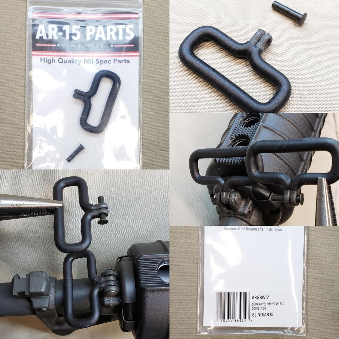 Colt Competition market sling swivel/rivet set compared to the same parts installed on a Colt 2013 LE6920. In short...no difference in appearance or perceived quality. 1.99 at CDNN.