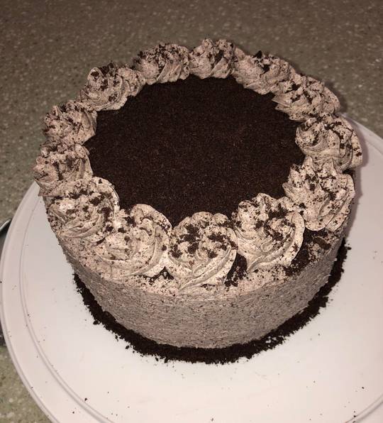 Cookies and cream cake with Oreo buttercream and crushed Oreos