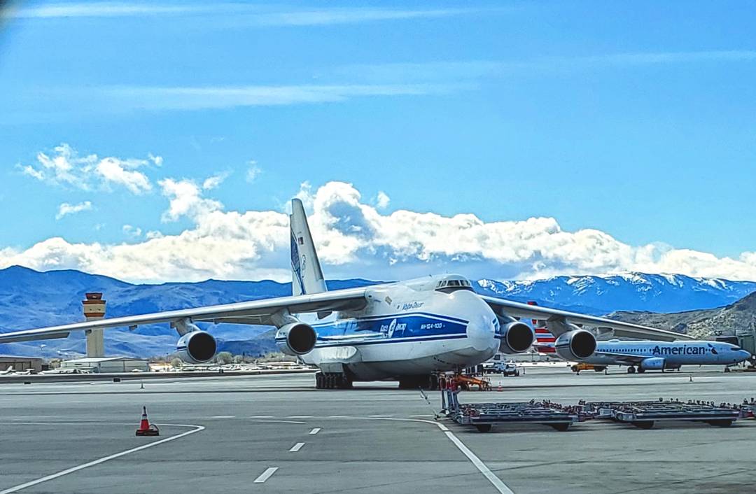 Currently sitting at Reno/Tahoe airport. One of the largest planes in the world