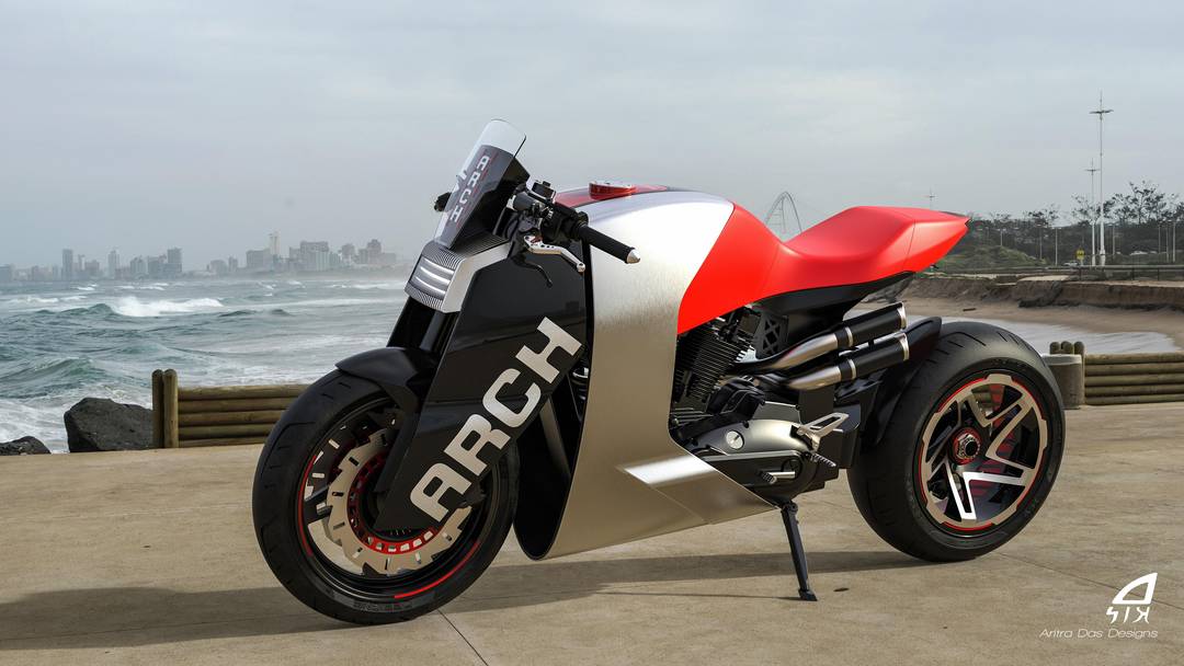 Cyberpunk inspired virtual Arch concept motorcycle design made by me