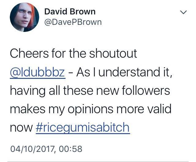 Dave's still going.