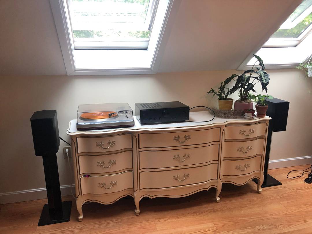 Def tech studio monitors, technics sl-1300 and onkyo A-9050