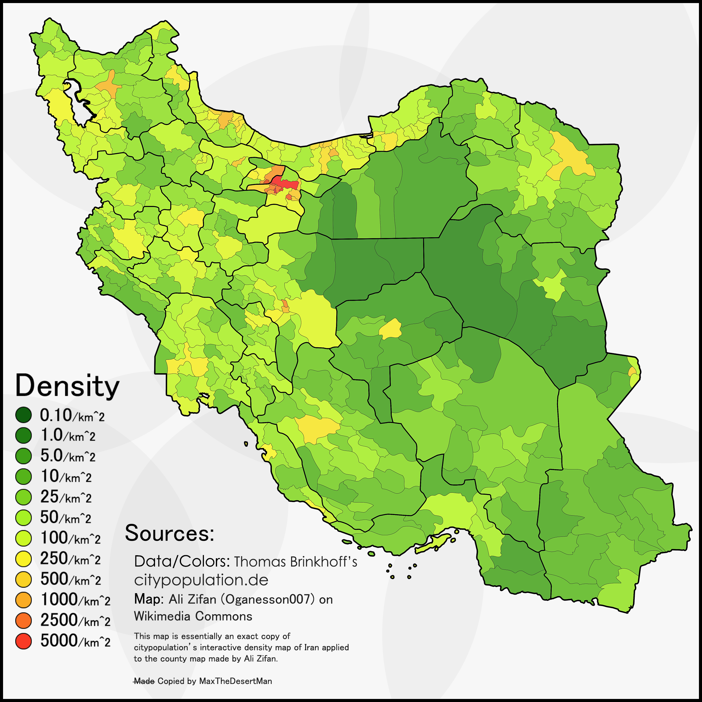 Density Map of Iran | Scrolller