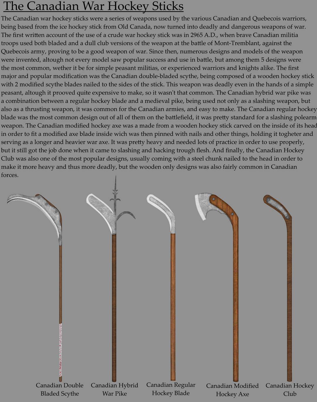 Designs of The Canadian War Hockey Sticks
