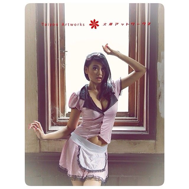 Dessy Eccy Punon in pink and black maid costumes and casual wear