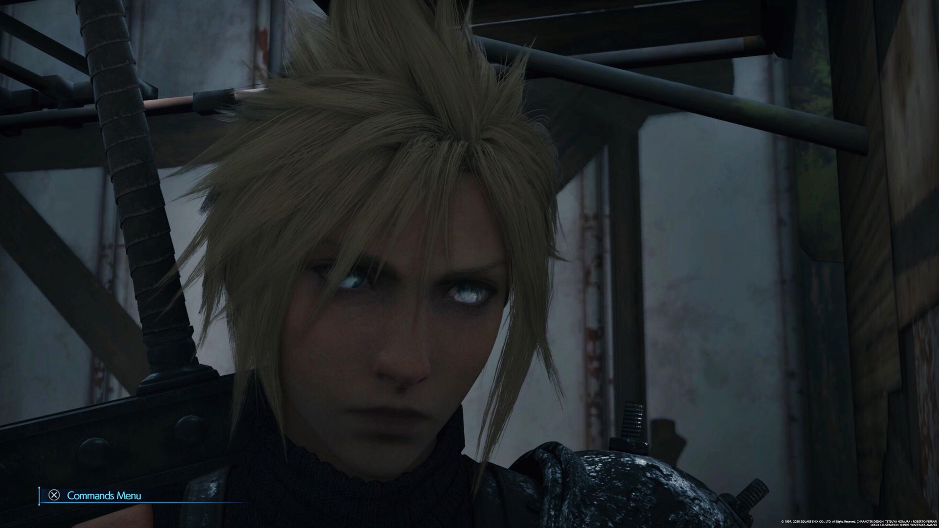 Detail of Cloud's Mako infused eyes as seen in the dark alleys of Wall Market.
